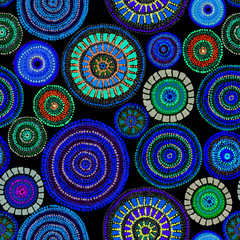 Australian design with dots, circles, waves. Seamless pattern