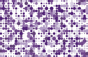 Dotted background with circles, dots, point different size, scale. Halftone pattern. Violet color Vector illustration  