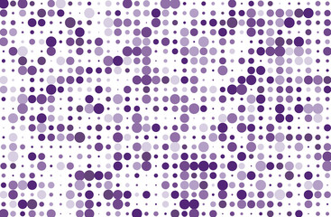 Dotted background with circles, dots, point different size, scale. Halftone pattern. Violet color Vector illustration 