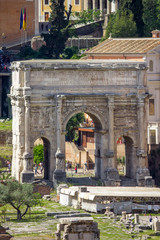 Fototapeta na wymiar Arch of Septimius Severus at the Roman Forum, Rome, Italy