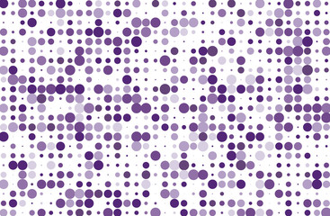 Dotted background with circles, dots, point different size, scale. Halftone pattern. Violet color Vector illustration  