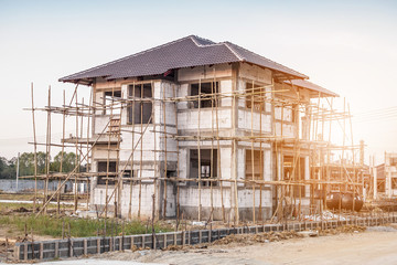 construction residential new house in progress at building site