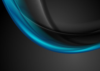 Blue and black abstract flowing dynamic waves background