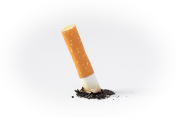 cigarette butt on a white
