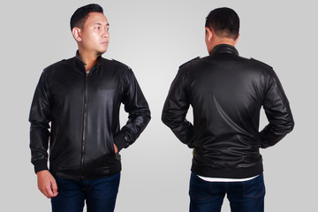 Black Leather Jacket Mockup Template