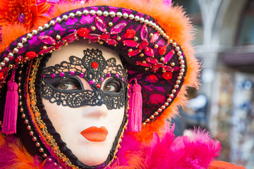 Carnival mask in Venice. The Carnival of Venice is a annual festival held in Venice, Italy. The...