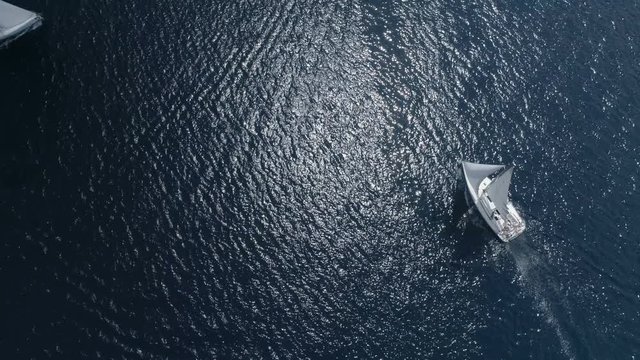aerial view sailing yachts