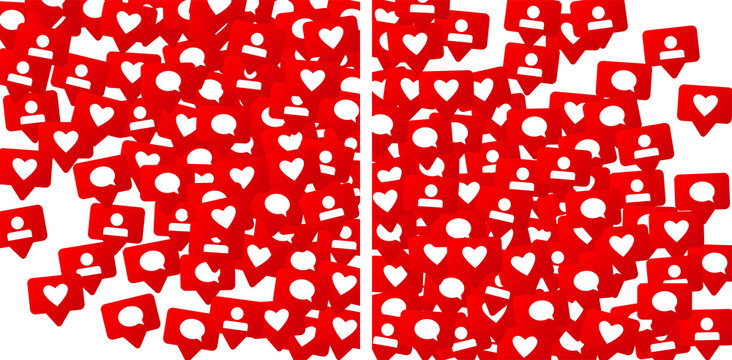 Notifications with Likes, Followers and Comments. Concept for Social Media Design