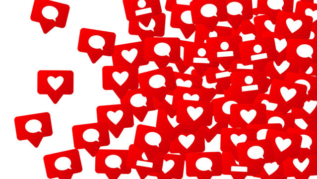 Notifications with Likes, Followers and Comments. Concept for Social Media Design