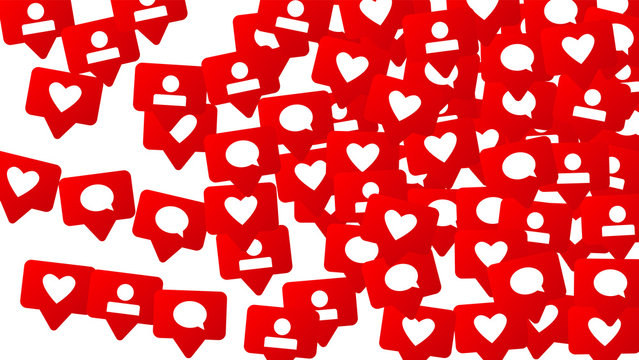 Notifications with Likes, Followers and Comments. Concept for Social Media Design