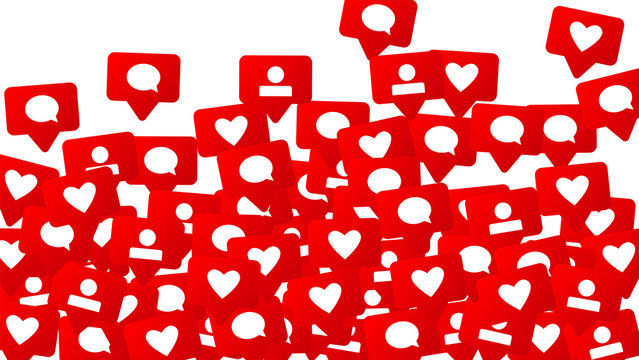 Notifications with Likes, Followers and Comments. Concept for Social Media Design