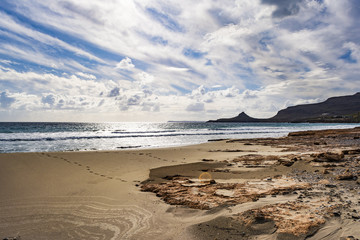 Beautiful greek seascape. East Crete. Xerokampos beach.