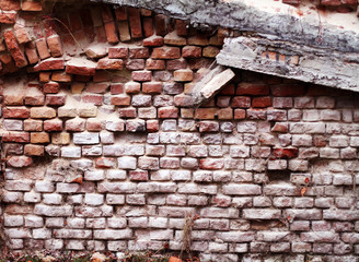 Old aged red brick wall