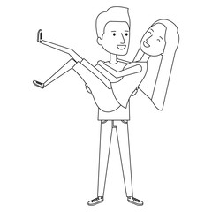 man carrying woman characters