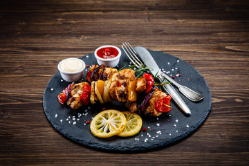 Kebabs - grilled meat and vegetables