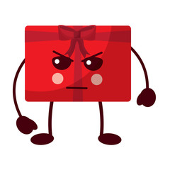 kawaii present cartoon angry facial expression