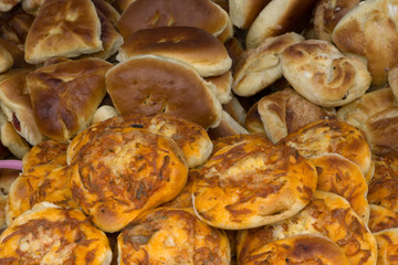 mountain pies out of the oven isolated .