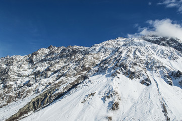 the views of mountain peaks in Kazbegi
