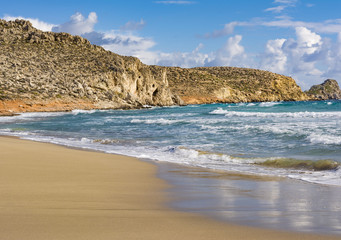 Fototapeta na wymiar Beautiful greek seascape. East Crete. Xerokampos beach.