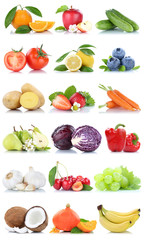 Obst und Gemüse Früchte Apfel Orange Zitrone Beeren Karotten Bananen Freisteller freigestellt isoliert