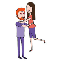 man carrying woman characters