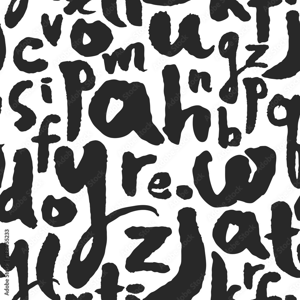Poster vector seamless pattern with calligraphy letters from a to z