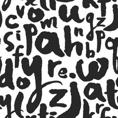Vector Seamless Pattern with Calligraphy Letters from A to Z