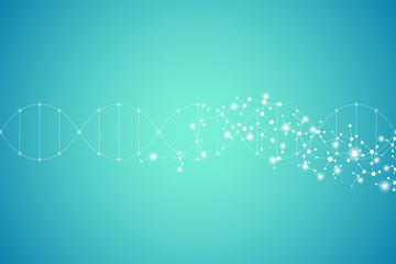 Abstract molecule background, genetic and chemical compounds, connected lines with dots, medical, technological and scientific concept, illustration.