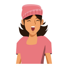 Woman profile smiling cartoon icon vector illustration graphic design