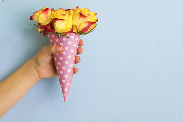 flowers in a horn for ice cream popart