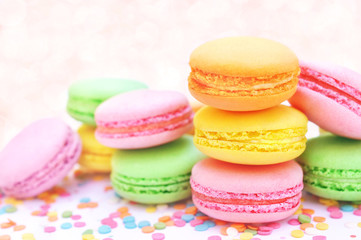 Fototapeta na wymiar Colorful macarons, selective focus, toned