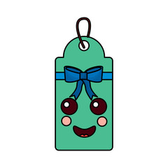 christmas kawaii label cartoon character bow decoration