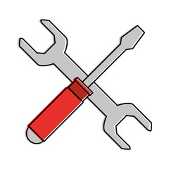 wrench and screwdriver tool isolated icon