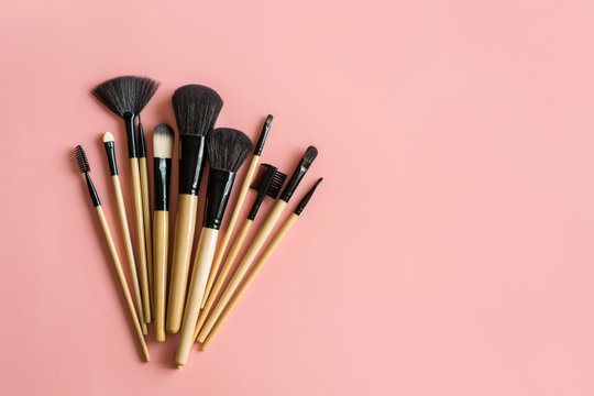 Set of essential professional make up brushes