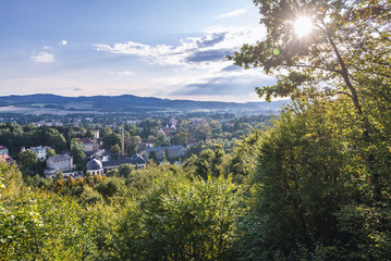 Naklejka premium View from hills of park above Kudowa Zdroj town in Poland