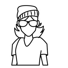 Woman with sunglasses cartoon icon vector illustration graphic design