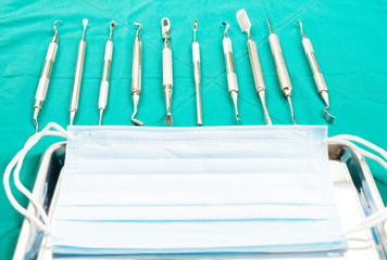 dental tools surgical kit in the clinic or office use for dentis.