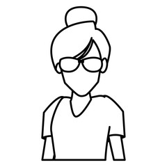 Woman with sunglasses cartoon icon vector illustration graphic design