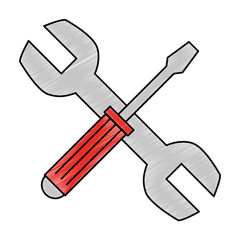 wrench and screwdriver tool isolated icon