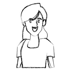 Woman profile smiling cartoon icon vector illustration graphic design