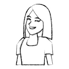 Woman profile smiling cartoon icon vector illustration graphic design