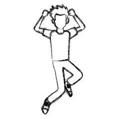 Man happy jumping cartoon icon vector illustration graphic design