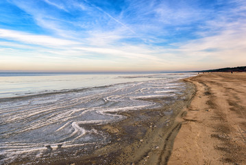 Fototapeta na wymiar Frozen coastline of Baltic Sea near Riga, Latvia