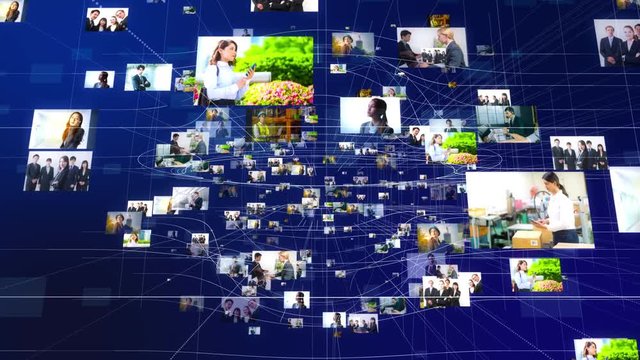 Pictures of business persons floating in cyberspace.