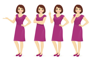 Woman in different poses vector isolated set