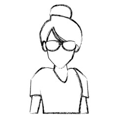 Woman with sunglasses cartoon icon vector illustration graphic design