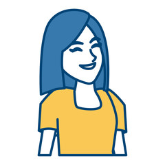 Woman profile smiling cartoon icon vector illustration graphic design