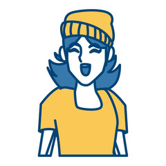 Woman profile smiling cartoon icon vector illustration graphic design