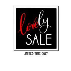 Big sale banner Valentines Day, Calligraphic love lettering