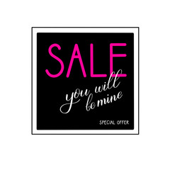 Valentines day sale banner, Calligraphic love lettering